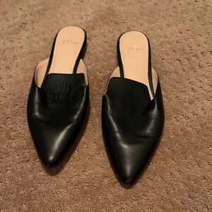 J. Crew Women's Black Leather Mules